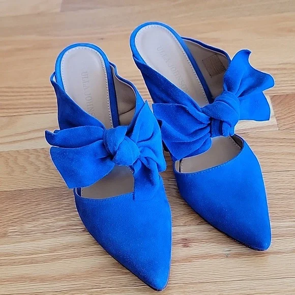 Ulla Johnson Royal Blue Heels with Bow Accent - Picture 16 of 16